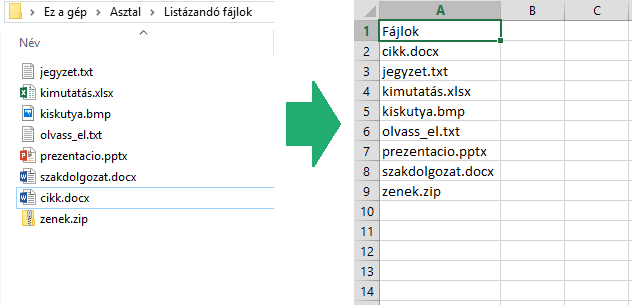 Excel makró - Lista készítése egy mappában található fájlokról