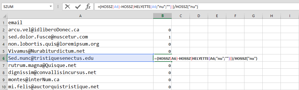 Excel makró - Karaktersorozat előfordulásainak száma Excel függvényekkel