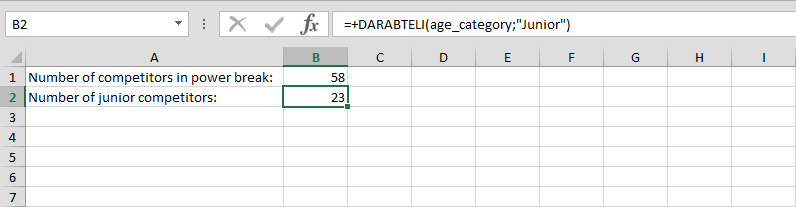 Excel - Névvel ellátott tartomány használata DARABTELI függvényben