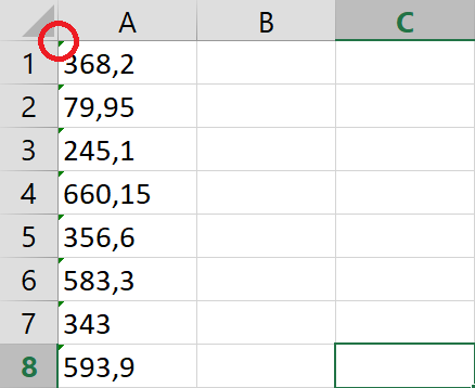 Szövegként tárolt számok jelzése az Excelben